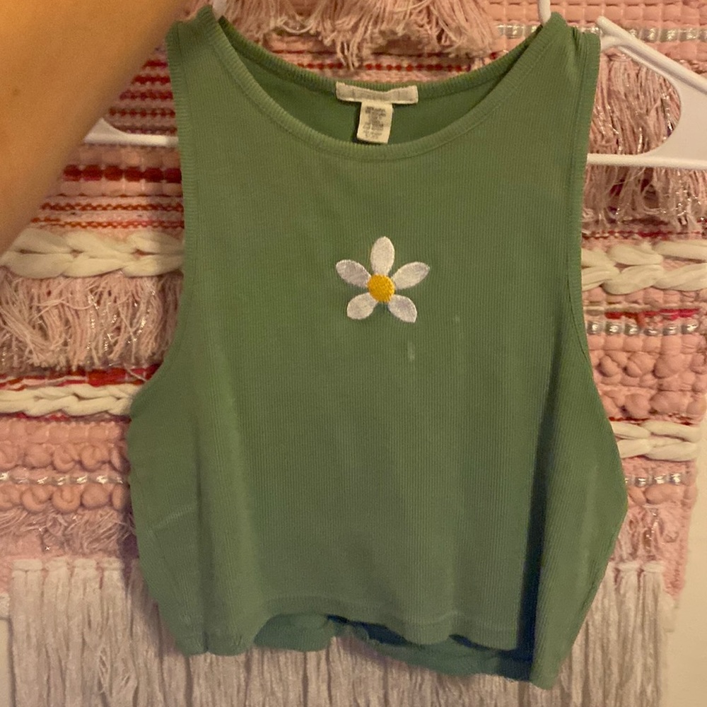 Green Flower Tank Top